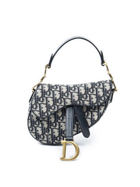 Christian Dior Handbags - Dior New Saddle Bag Navy Beige Oblique Peacock Canvas